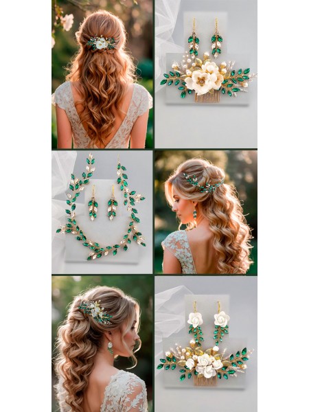 Timeless Elegance: Emerald Green Wedding Hair Accessories for Modern Brides