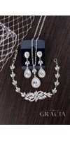 MNEME Cubic Zirconia Silver Crystal Bridal Dangle Earrings
