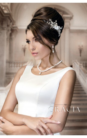 NIKOLETA Ivory Flower Silver Wedding Hair Comb