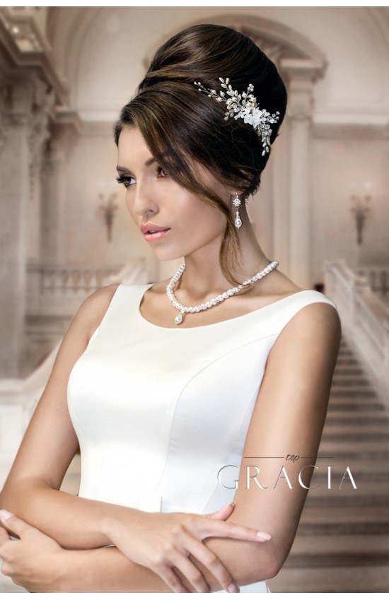 NIKOLETA Ivory Flower Silver Wedding Hair Comb