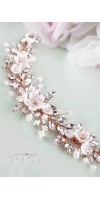 Abri Stylish Bridal Floral Hairpiece with Sakura Blooms and Crystals Abri Stylish Bridal Floral Hairpiece with Sakura Blooms and Crystals