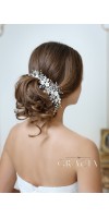 ADONI  White Ivory Flower Hairpiece for Wedding With Crystals