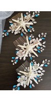 AMPHITRITE Beach Wedding Starfish Hair Comb with Aqua Crystals - Ocean-Inspired Bridal Hairpiece for Destination Weddings