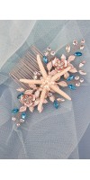 AMPHITRITE Beach Wedding Starfish Hair Comb with Aqua Crystals - Ocean-Inspired Bridal Hairpiece for Destination Weddings