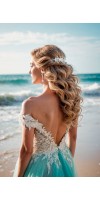 AMPHITRITE Beach Wedding Starfish Hair Comb with Aqua Crystals - Ocean-Inspired Bridal Hairpiece for Destination Weddings