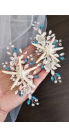 AMPHITRITE Beach Wedding Starfish Hair Comb with Aqua Crystals - Ocean-Inspired Bridal Hairpiece for Destination Weddings