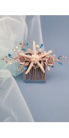 AMPHITRITE Beach Wedding Starfish Hair Comb with Aqua Crystals - Ocean-Inspired Bridal Hairpiece for Destination Weddings