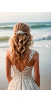 AMPHITRITE Beach Wedding Starfish Hair Comb with Aqua Crystals - Ocean-Inspired Bridal Hairpiece for Destination Weddings