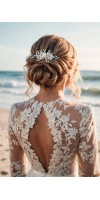 AMPHITRITE Beach Wedding Starfish Hair Comb with Aqua Crystals - Ocean-Inspired Bridal Hairpiece for Destination Weddings