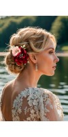 ANGELICA Burgundy and Blush Wedding Hair Clip – Handmade Floral Bridal Hairpiece