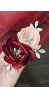 ANGELICA Burgundy and Blush Wedding Hair Clip – Handmade Floral Bridal Hairpiece