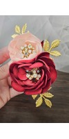 ANGELICA Burgundy and Blush Wedding Hair Clip – Handmade Floral Bridal Hairpiece