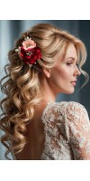 ANGELICA Burgundy and Blush Wedding Hair Clip – Handmade Floral Bridal Hairpiece