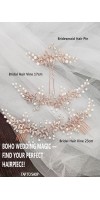 BOHO Bridal Headpiece Set – Nature-Inspired Hair Vine with Optional Veil & Pins in Silver, Gold or Rose Gold by TopGracia BOHO Bridal Headpiece Set – Nature-Inspired Hair Vine with Optional Veil & Pins in Silver, Gold or Rose Gold by TopGracia