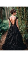 CALYPSO Gothic Black Wedding Hair Piece – Black Flower Bridal Comb with Crystals