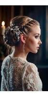 CALYPSO Gothic Black Wedding Hair Piece – Black Flower Bridal Comb with Crystals
