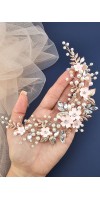 CALYPSO Blush Wedding Flower Hairpiece – Handmade Sakura Bridal Hair Vine for Elegant Hairstyles