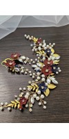 CALYPSO Burgundy & Navy Blue Sakura Hair Comb – Elegant Floral Bridal Hairpiece CALYPSO Burgundy & Navy Blue Sakura Hair Comb – Elegant Floral Bridal Hairpiece