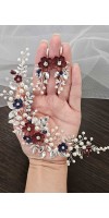 CALYPSO Burgundy & Navy Blue Sakura Hair Comb – Elegant Floral Bridal Hairpiece CALYPSO Burgundy & Navy Blue Sakura Hair Comb – Elegant Floral Bridal Hairpiece