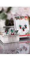 Christmas gift - red and green crystal jewelry set