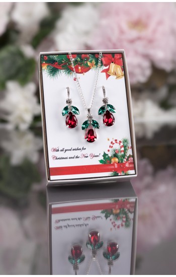 Christmas gift - red and green crystal jewelry set