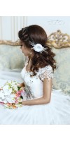 ELISAVET White Bridesmaid Bridal Hair Flower Wedding Hair Clip