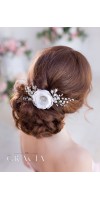 ELISAVET White Bridesmaid Bridal Hair Flower Wedding Hair Clip