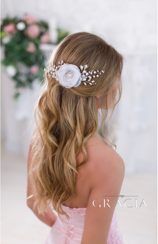 ELISAVET White Bridesmaid Bridal Hair Flower Wedding Hair Clip