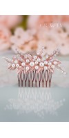 EUMELIA Rose Gold Pearl Bridal Wedding Bridal Hair Comb Accessory
