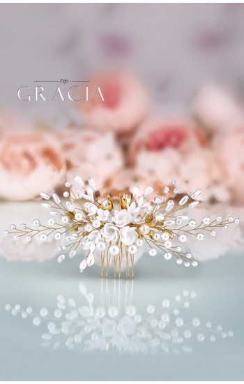 KLYMENE Gold Bridal Hair Comb Floral Wedding Comb
