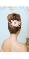 DIONA Rose Gold Blush Bridal Hair Flower With Crystal For Bridesmaid
