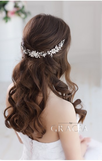 DORCIA White Silver Wedding Bridal Flower Crown 