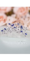 ERIKA Royal Blue Crystal Bridal Hair Comb With Pearl Something Blue ERIKA Royal Blue Crystal Bridal Hair Comb With Pearl Something Blue