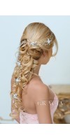 HELEN White Flower Long Bridal Hair Vine With Crystals And Pearls HELEN White Flower Long Bridal Hair Vine With Crystals And Pearls