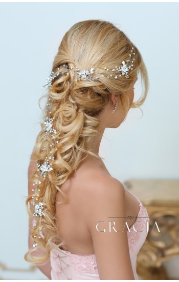 HELEN White Flower Long Bridal Hair Vine With Crystals And Pearls