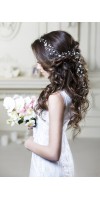 IOLANTA Long Pearl Flower Bridal Hair Vine With Crystals IOLANTA Long Pearl Flower Bridal Hair Vine With Crystals