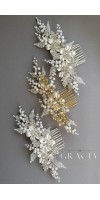 KASSIOPEIA Flower Silver Pearl Wedding Hair Comb Bridal Flower Accessory