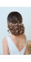 KORE Blush Rose Gold Bridal Flower Tiara Crown Flower Girl Headband
