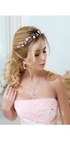 KORE Blush Rose Gold Bridal Flower Tiara Crown Flower Girl Headband