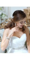 KORINNA Wedding Crystal White Flower Jewelery Set Bridal Earrings And Bracelet