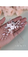 KYRILLOS Crystal White Flower Bridal Hairpin Ivory Wedding Hair Pins 