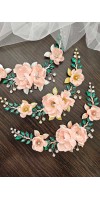 LEXIS Blush Wedding Hairpiece with Green Crystals – Handmade Floral Hair Accessory LEXIS Blush Wedding Hairpiece with Green Crystals – Handmade Floral Hair Accessory