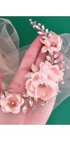 LEXIS Blush Wedding Flower Crystal Hairpiece for Brides – Handmade Silk Floral Bridal Hair Accessory LEXIS Blush Wedding Flower Crystal Hairpiece for Brides – Handmade Silk Floral Bridal Hair Accessory