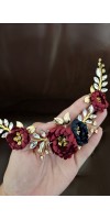 LEXIS Burgundy Navy Blue Wedding Flower Hairpiece LEXIS Burgundy Navy Blue Wedding Flower Hairpiece