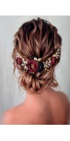 LEXIS Burgundy Navy Blue Wedding Flower Hairpiece LEXIS Burgundy Navy Blue Wedding Flower Hairpiece