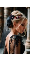 LEXIS Gothic Black Wedding Hair Piece with Red Crystals | Handmade Bridal Hair Accessory for Unique Weddings LEXIS Gothic Black Wedding Hair Piece with Red Crystals | Handmade Bridal Hair Accessory for Unique Weddings