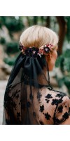 LEXIS Gothic Black Wedding Hair Piece with Red Crystals | Handmade Bridal Hair Accessory for Unique Weddings LEXIS Gothic Black Wedding Hair Piece with Red Crystals | Handmade Bridal Hair Accessory for Unique Weddings