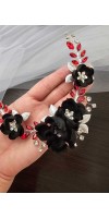 LEXIS Gothic Black Wedding Hair Piece with Red Crystals | Handmade Bridal Hair Accessory for Unique Weddings LEXIS Gothic Black Wedding Hair Piece with Red Crystals | Handmade Bridal Hair Accessory for Unique Weddings