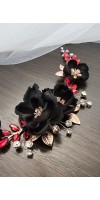 LEXIS Gothic Black Wedding Hair Piece with Red Crystals | Handmade Bridal Hair Accessory for Unique Weddings LEXIS Gothic Black Wedding Hair Piece with Red Crystals | Handmade Bridal Hair Accessory for Unique Weddings
