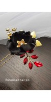 LEXIS Gothic Black Wedding Hair Piece with Red Crystals | Handmade Bridal Hair Accessory for Unique Weddings LEXIS Gothic Black Wedding Hair Piece with Red Crystals | Handmade Bridal Hair Accessory for Unique Weddings